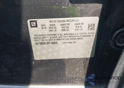 2015 Chevrolet Malibu Ls from USA, damaged, VIN 1G11B5SL1FF186875